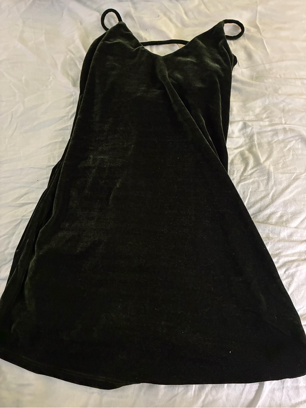 Olive Green Velvet Dress